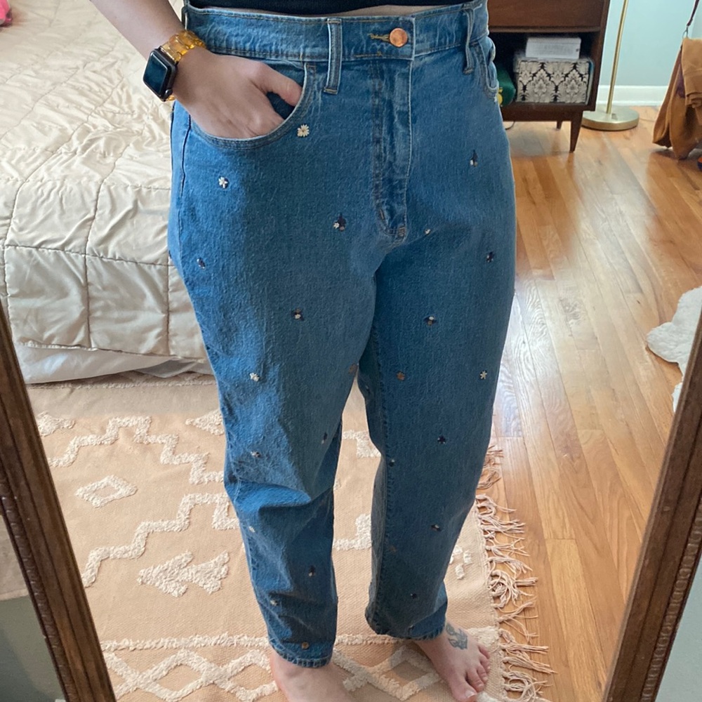 Embroidered floral jeans